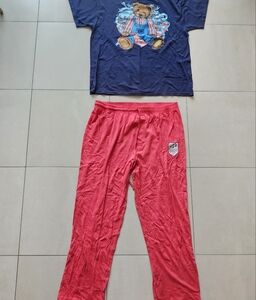 Men's Sleepwear Long Pants Short Sleeves T-shirt XL Loungwear Cotton Pendleton